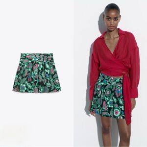 🦋 Bloggers Favorite 🦋 NWT Zara Floral Print Linen Blend Mini Skirt